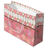 Roze en perzik Elegant Groot Cadeauzakje (Voorkant Gekanteld)