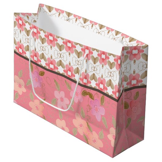 Roze en perzik Elegant Groot Cadeauzakje (Voorkant Gekanteld)