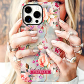 Roze en perzik elegante bloemstuk met eigen naam  Case-Mate iPhone case