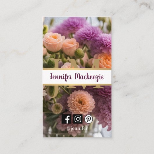  Roze en Perzik Paarse Roos AI Gegenereerd Visitekaartje (Voorkant)