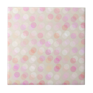 Roze en perzik polka stippen tegeltje