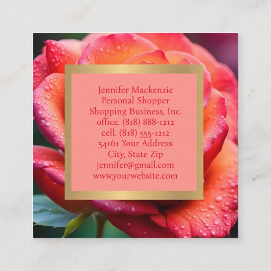  Roze en Perzik Roos AI Gegenereerd Vierkante Visitekaartje (Achterkant)