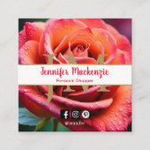  Roze en Perzik Roos AI Gegenereerd Vierkante Visitekaartje (Voorkant)