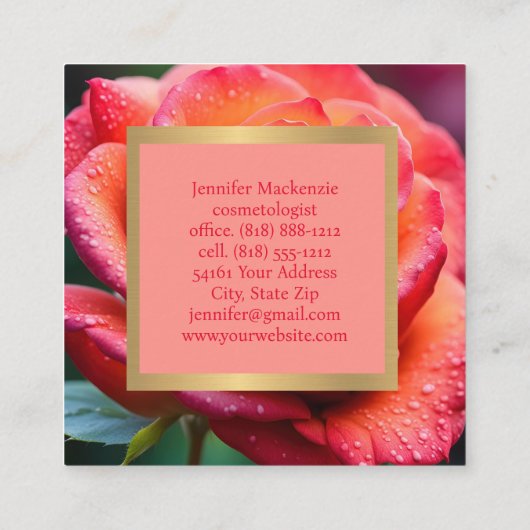  Roze en Perzik Roos AI Gegenereerd Vierkante Visitekaartje (Achterkant)