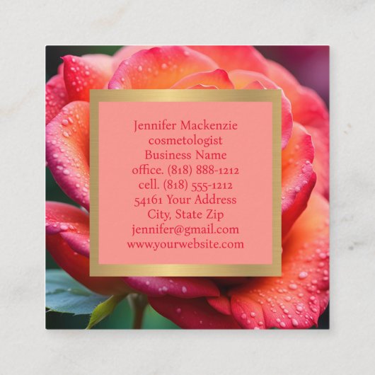  Roze en Perzik Roos AI Gegenereerd Vierkante Visitekaartje (Achterkant)