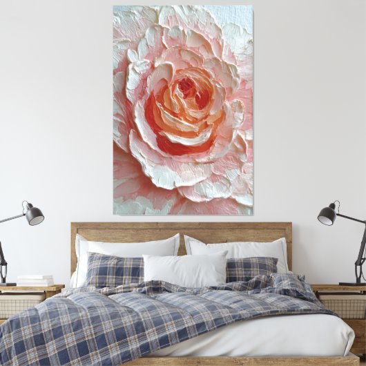 Roze en Perzik Roos Textuur Abstracte Wandkunst Canvas Afdruk (Insitu (Slaapkamer))
