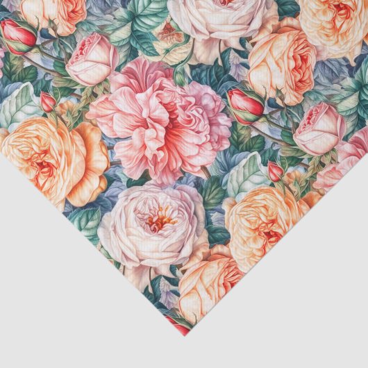 roze en perzik Rozen Tissuepapier (Detail)