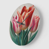 roze en perzik tulp wandklok (Hoek)