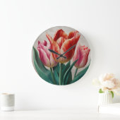 roze en perzik tulp wandklok (Huis)