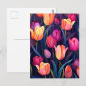 Roze en perzik tulpen bloemmotief briefkaart (Voorkant / Achterkant)