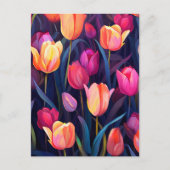 Roze en perzik tulpen bloemmotief briefkaart (Voorkant)