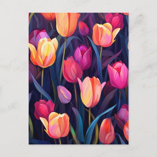Roze en perzik tulpen bloemmotief briefkaart (Voorkant)