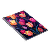 Roze en perzik tulpen bloemmotief notitieboek (Rechterzijde)
