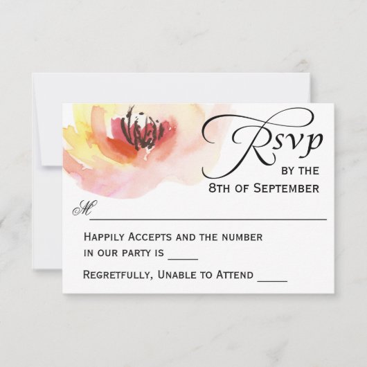 Roze en perzik Waterverf Floral RSVP (Voorkant)