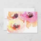 Roze en perzik Waterverf Floral RSVP (Achterkant)