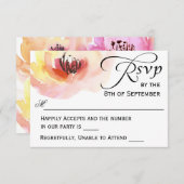 Roze en perzik Waterverf Floral RSVP (Voorkant / Achterkant)