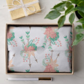 Roze en Perzikbloemen met pijlen op wit Tissuepapier (Geschenk)