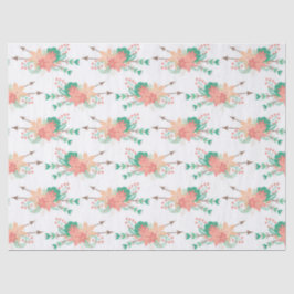 Roze en Perzikbloemen met pijlen op wit Tissuepapier