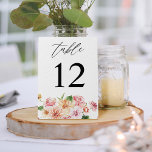 Roze en Perzikflora en groen Kaart<br><div class="desc">Druk uw bruiloft of feesttafels op met uw Kaart voor roze en pekelbloem en Greenery Table Number.</div>