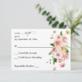 Roze en PerzikFloral en Greenery geen RSVP-korrels RSVP Kaartje (Staand voorkant)
