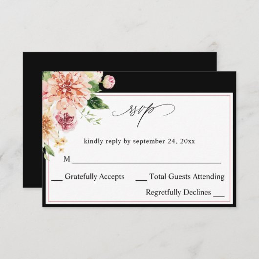 Roze en PerzikFloral en Greenery op Maalstaal RSVP (Voorkant / Achterkant)