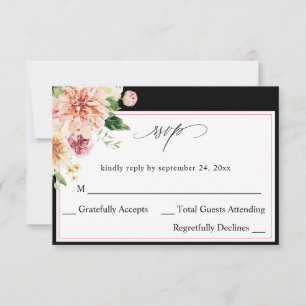Roze en PerzikFloral en Greenery op Maalstaal RSVP Kaartje