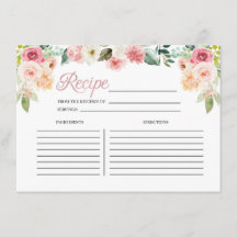 Roze en PerzikFloral Vrijgezellenfeest Recipcard