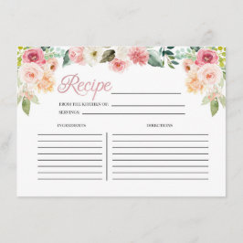 Roze en PerzikFloral Vrijgezellenfeest Recipcard Informatiekaartje