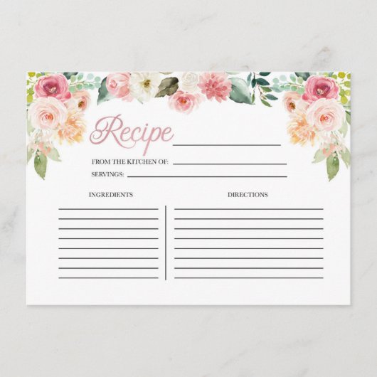 Roze en PerzikFloral Vrijgezellenfeest Recipcard Informatiekaartje (Voorkant)