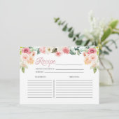 Roze en PerzikFloral Vrijgezellenfeest Recipcard Informatiekaartje (Staand voorkant)
