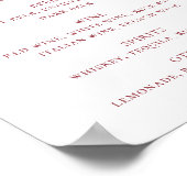 Roze en perzikflorale trouwbar. Alcoholdrinken Poster (Hoek)