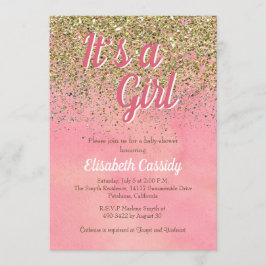 Roze en Perzikkleurige Baby shower voor sprinkhaan Kaart