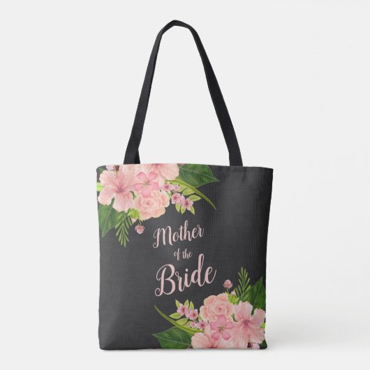 Roze en perzikkleurige bloemenspuiten moeder van d tote bag (Achterkant)