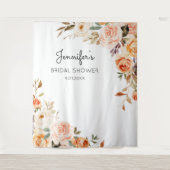 Roze en perzikkleurige bloemige bruidsshower of -f wandkleed (Voorkant)