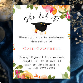 Roze en perzikkleurige waterverf bloemenfoto kaart