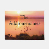 Roze en perzikmeer zonsondergang Familienaam Deurmat (Voorkant)