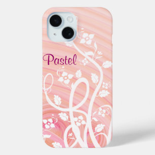 Roze en Perzikspiraaltjes, bloemen en bloemperken iPhone 15 Case