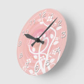 Roze en perzikspirals, Filigree & Flowers Ronde Klok (Hoek)