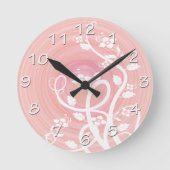 Roze en perzikspirals, Filigree & Flowers Ronde Klok (Voorkant)