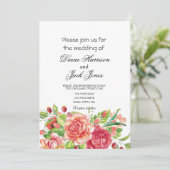 Roze en Perzische Floral Wedding Kaart (Staand voorkant)