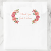 Roze en Perzische Floral Wedding Ovale Sticker (Tas)