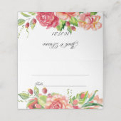 Roze en Perzische Floral Wedding Plaatskaartje (Buitenkant ongevouwen)