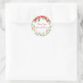 Roze en Perzische Floral Wedding Ronde Sticker (Tas)