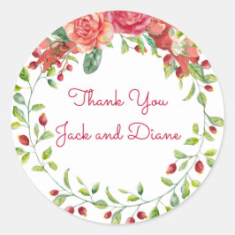 Roze en Perzische Floral Wedding Ronde Sticker