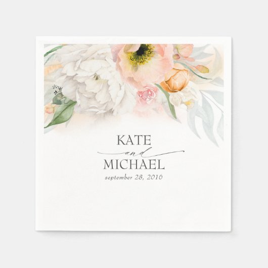 Roze en Perzische Floral Wedding Servet (Voorkant)