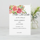 Roze en Perzische Floral Wedding sparen de Datum Kaart (Staand voorkant)