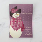 Roze en Plum Sneeuwman Feestdagen Kaart (Binnen)