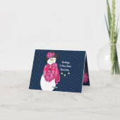 roze en polka dot sneeuwman feestdagen kaart (Achterkant)