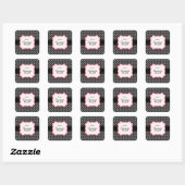 Roze en Polka Dots Vierkante Sticker (Vel)