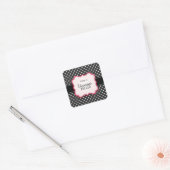 Roze en Polka Dots Vierkante Sticker (Envelop)